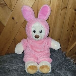 Build A Bear Pink Bunny Suit On A  Teddy Bear